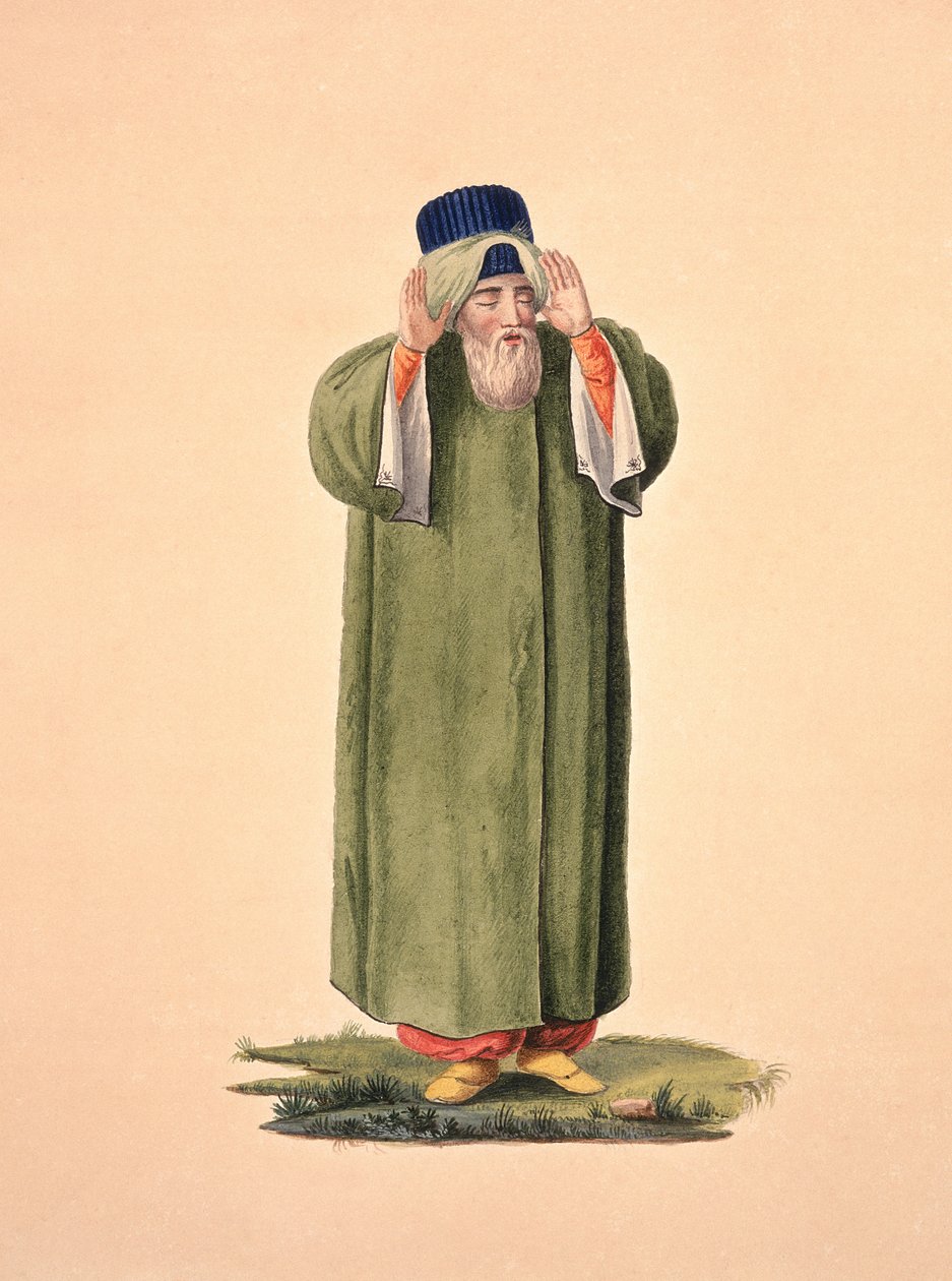 Imam ruft zum Gebet, wahrscheinlich von Cousinery, Osmanische Zeit, drittes Viertel des 18. Jahrhunderts von French School