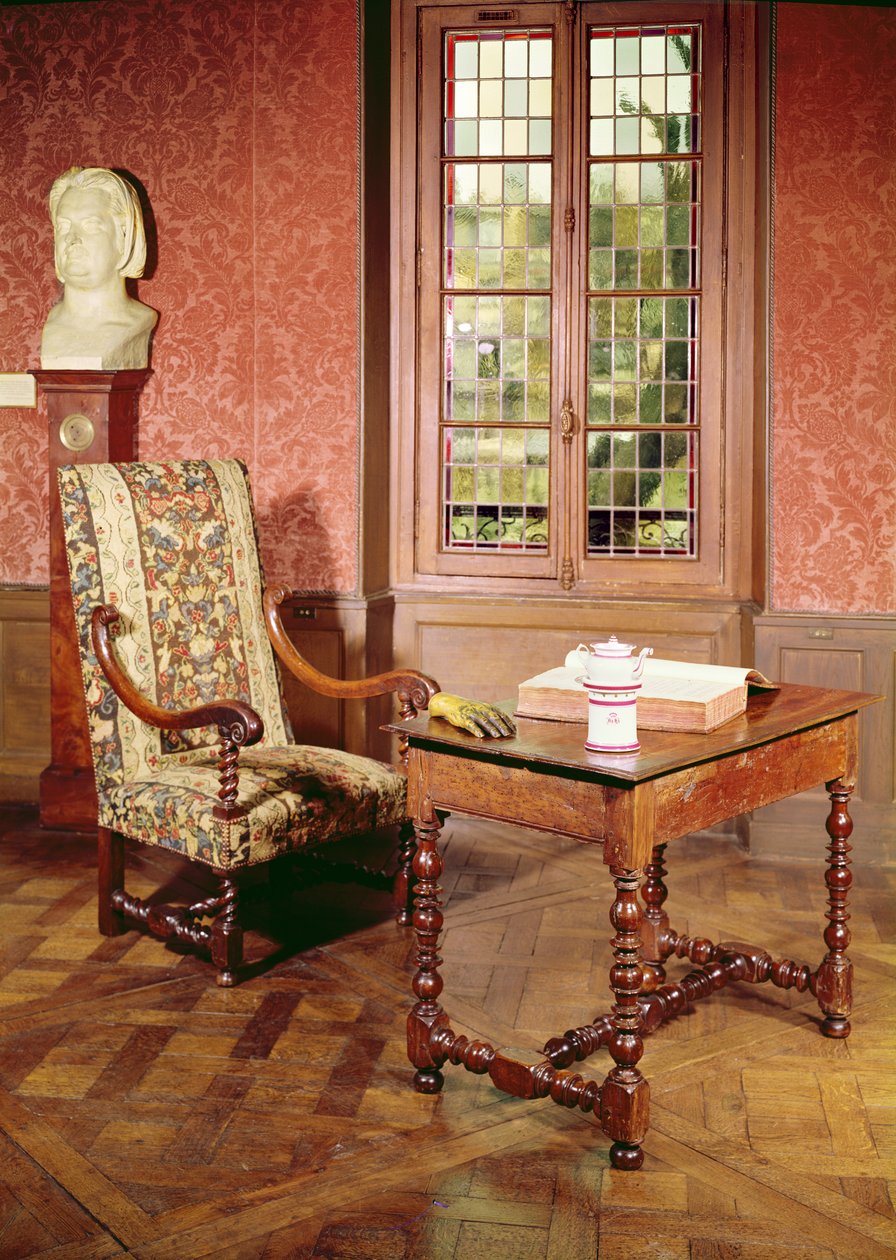 Innenansicht des Arbeitszimmers von Honore de Balzac (1799-1850) in seinem Haus in der Rue Raynouard von French School