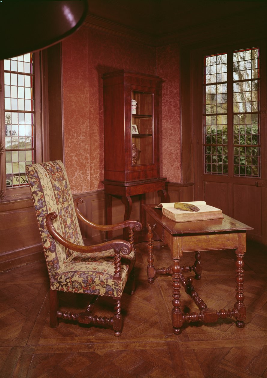 Innenansicht des Arbeitszimmers von Honore de Balzac (1799-1850) in seinem Haus in der Rue Raynouard von French School