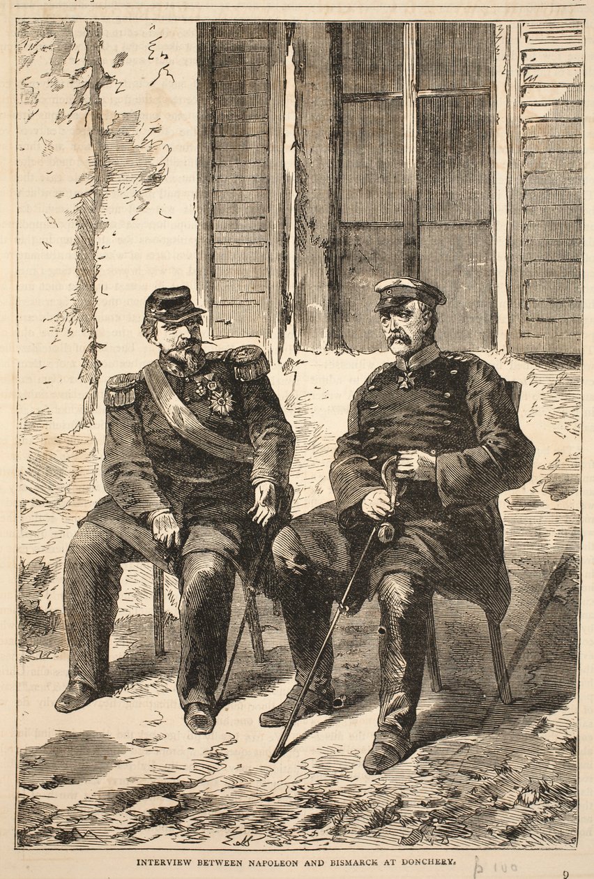Interview zwischen Napoleon und Bismarck in Doncherry, Illustration aus Cassells Geschichte des Krieges zwischen Frankreich und Deutschland, 1870-1871 von French School