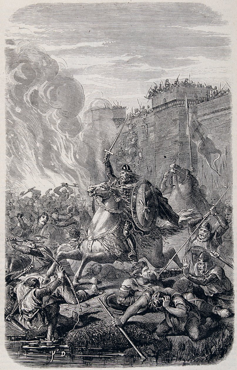 Invasion und Plünderung Roms durch Alarich I., König der Westgoten 410 - in „Geschichte der Päpste, Könige, Königinnen und Kaiser“ von Lachatre, T.1 von French School
