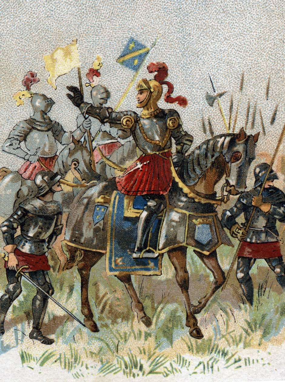 Italienische Kriege: Ludwig XII. (1462-1515), König von Frankreich, in der Schlacht von Agnadel (Mailand) in Italien am 14. Mai 1509. Chromolithographie von French School