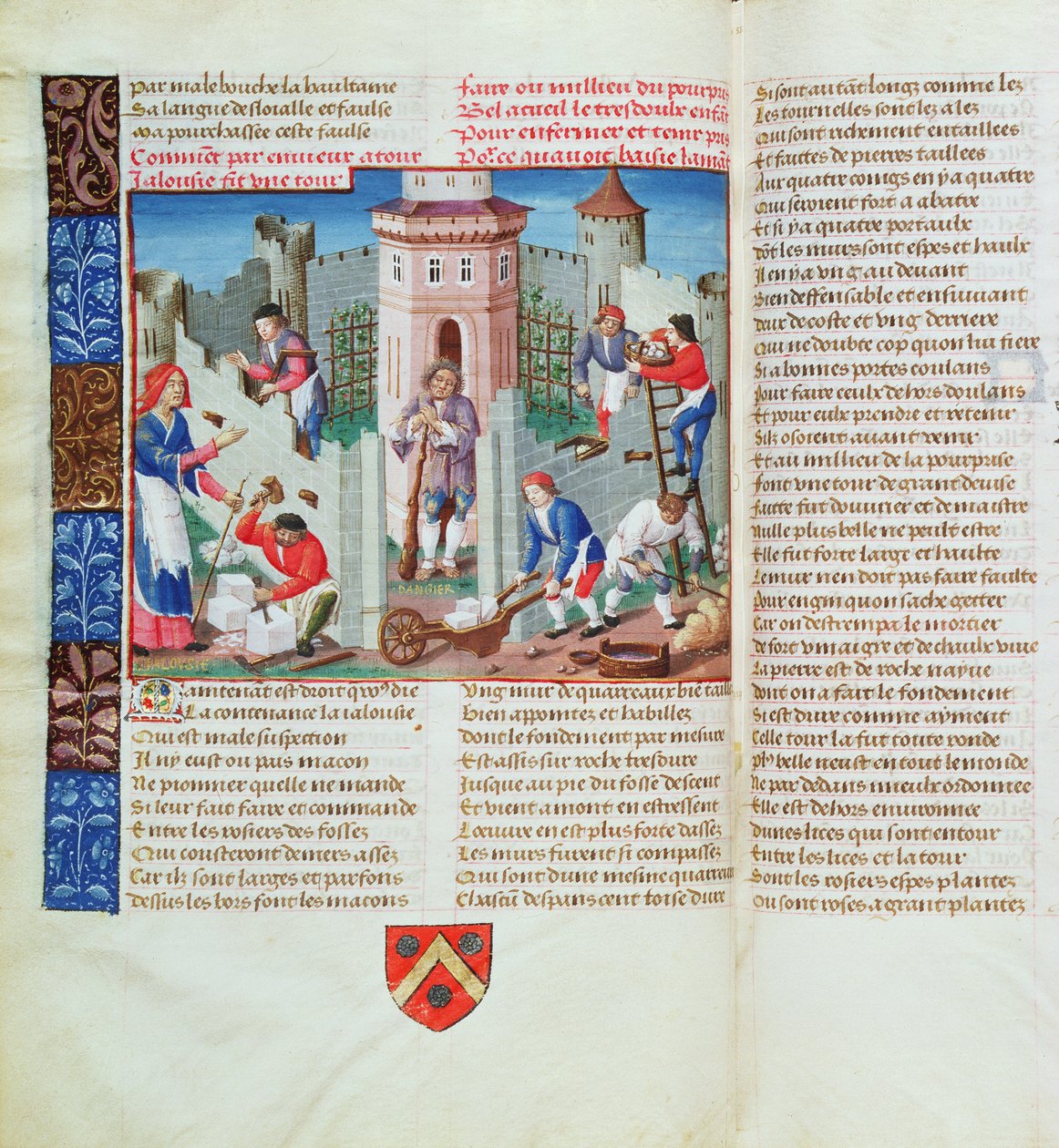 Eifersucht errichtet eine Festung, aus dem Roman de la Rose von French School
