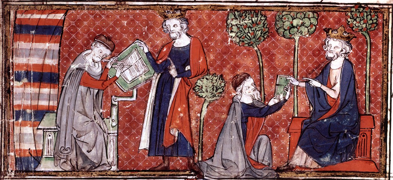 Jean de Meung, schreibt und übergibt an Philipp IV., König von Frankreich, ... von French School