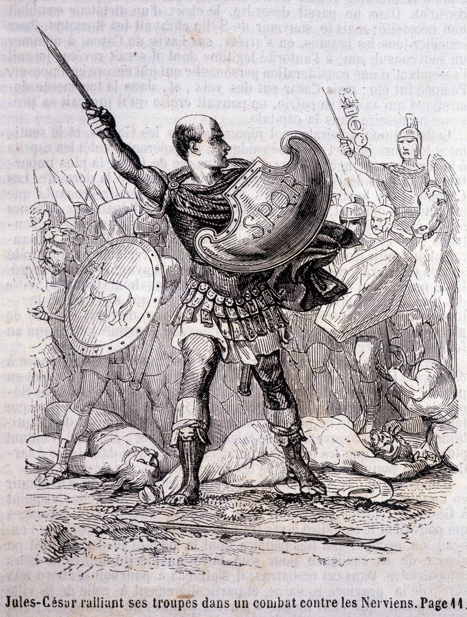 Julius Caesar sammelt seine Truppen im Kampf gegen die Nervier - in „Histoire de France“ von L.-P. Anquetil von French School