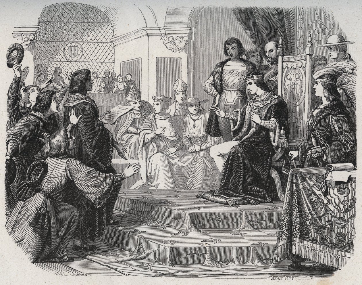 König Ludwig XII. wird am 14. Mai 1506 in den Generalstaaten von Tours zum Vater des Volkes ausgerufen von French School