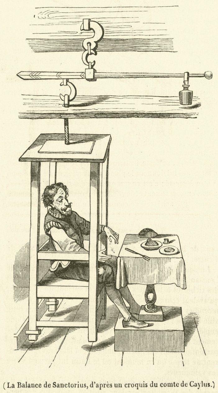 Die Waage des Sanctorius (Gravur) von French School