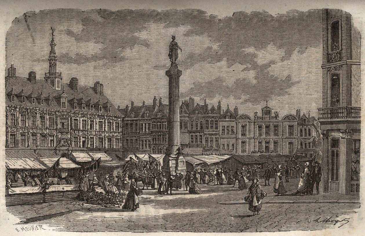 Der große Platz in Lille - Gravur in „Histoire de France“ von Victor Duruy (1811-1894) - 1882 von French School