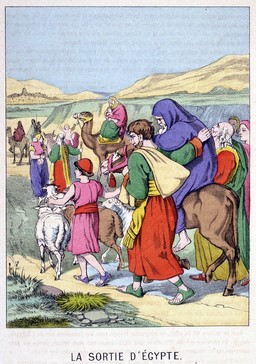 Der Auszug aus Ägypten - in „Leben des Moses“, hrsg. Olivier Pinot, Epinal, Ende des 19. Jahrhunderts von French School