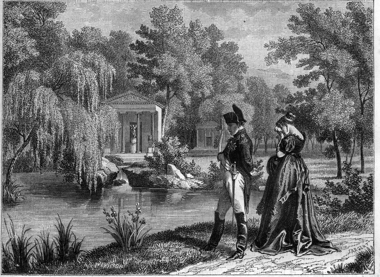 Letzter Aufenthalt Napoleons im Malmaison-Palast - letzter Besuch Napoleons und Königin Hortense in La Malmaison, Juni 1815 - in „Histoire de l