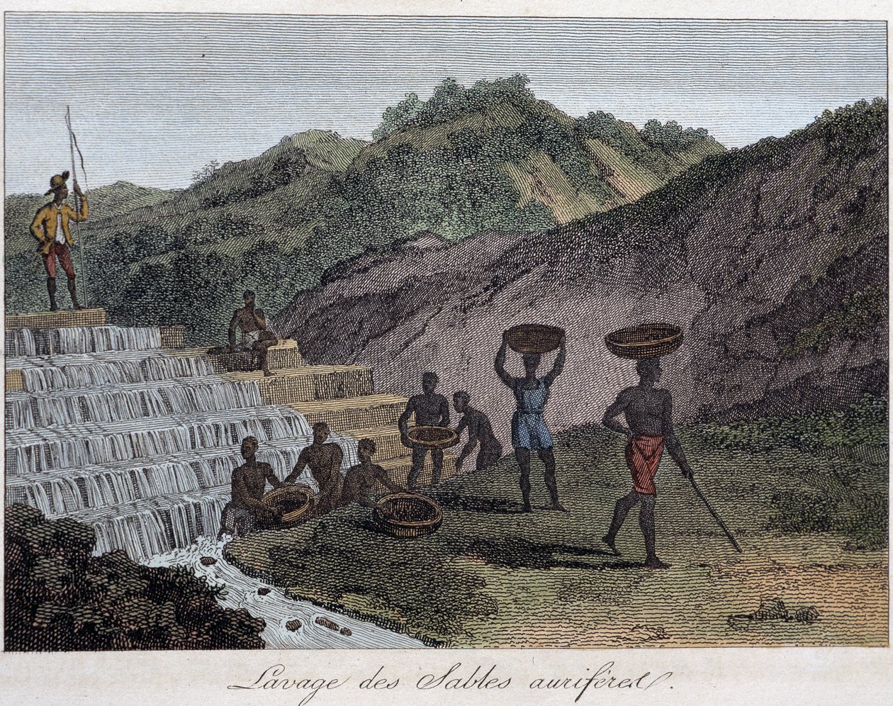 Lavge des sable auriferes - in „Le Monde en Prints ou Géographie des Cinq Parts du Monde“ von Chevalier de Roujoux von French School