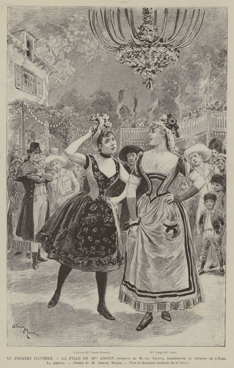Das illustrierte Theater, Die Tochter von Mme Angot, Operette von M Ch Lecocq, aufgeführt im Eden-Theater, Der Streit von French School