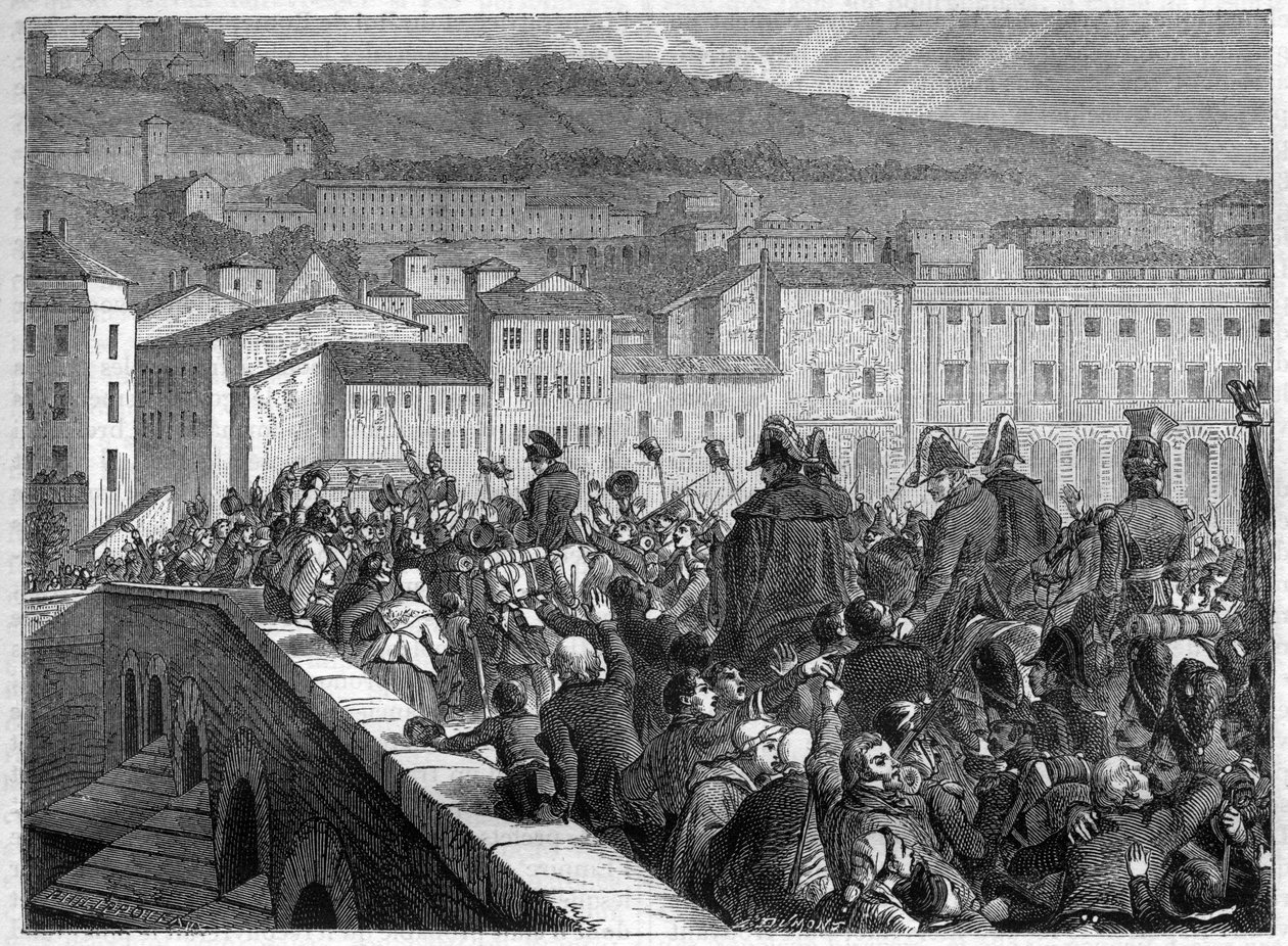 Die Hundert Tage: der triumphale Einzug Napoleons in Lyon am 10. März 1815 - in „Histoire de l