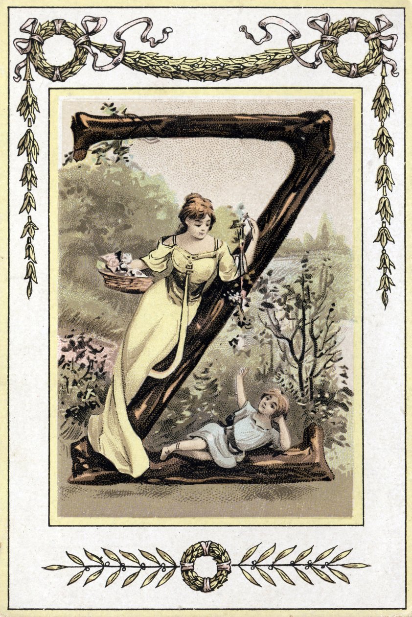 Brief, der eine Mutter und ihren Sohn darstellt, späte 19. Jahrhundert (Chromolithographie) von French School