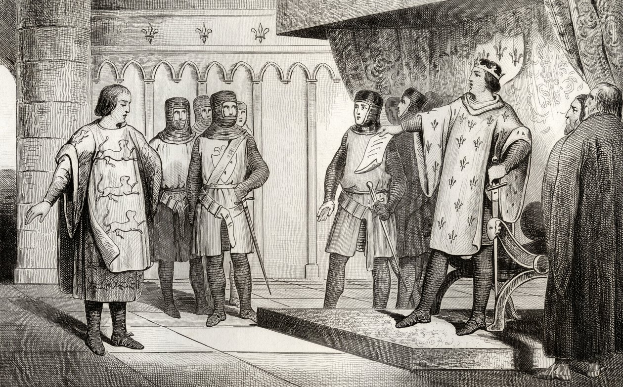 Ludwig VIII. (1187-1226) der Löwe empfängt einen Gesandten seines Feindes Heinrich III. (1207-72) von England, aus 