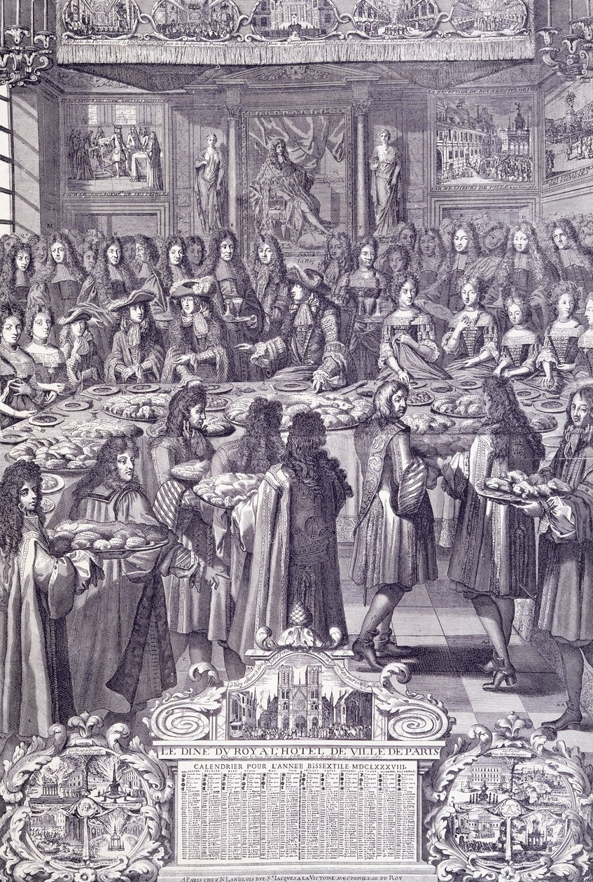 Ludwig XIV., Liebe und Freude seines Volkes, Gravur aus Almanacco von French School