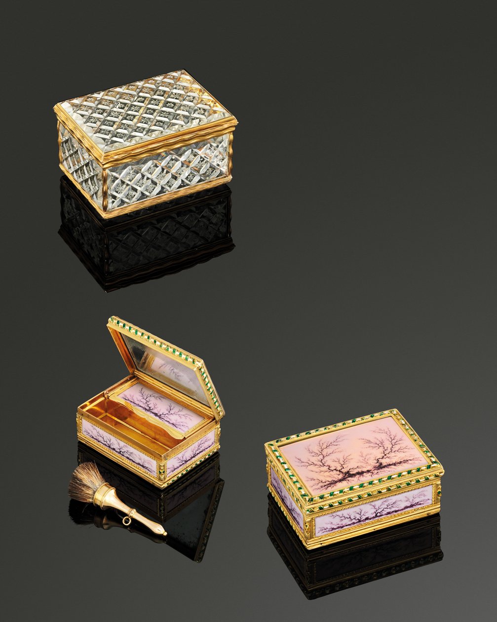 Louis XVI doppelt öffnende emaillierte Gold Boite-à-Mouches, Paris, 1778/79 von French School