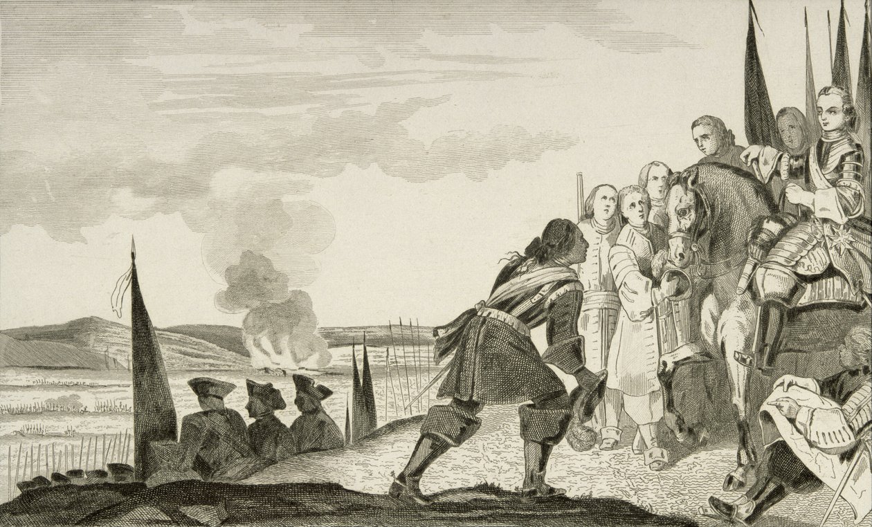 Ludwig XV. (1710-74) in der Schlacht von Fontenoi 1745, aus 
