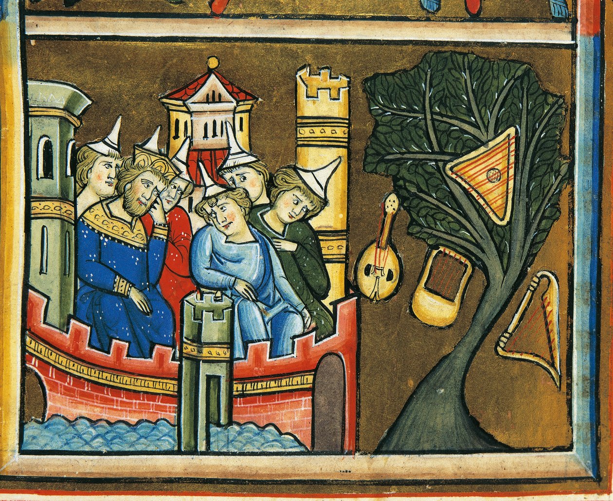 MS CXXXVII fol. 139v, Trauernde Juden in Babylon, aus dem Psalter der Heiligen Elisabeth von French School