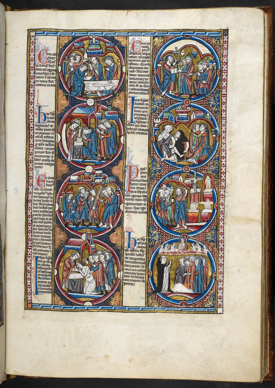 MS. Harley 1527, f.77r, Miniaturen aus der Bible moralisée von French School