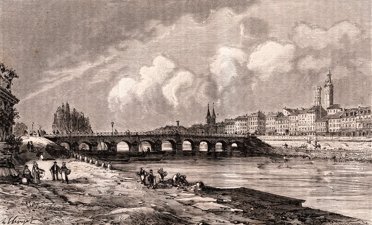 Macon - Bourgogne-Franche-Comte - Gravur in „La France illustree: Geographie, Geschichte, statistische Verwaltung“ von V.A. Malt-Brown. 1884 von French School