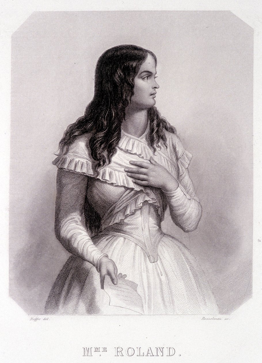 Madame Roland (oder Roland de la Platière, Jeanne Marie oder Monon Philipon), französische Politikerin (1754-1793) - Gravur von French School