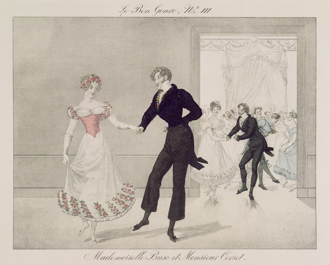 Mademoiselle Busc und Monsieur Corset, Platte 111 aus Le Bon Genre, ca. 1810 von French School
