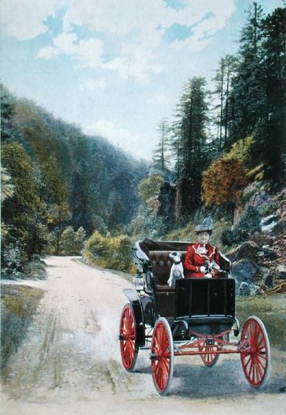 Mademoiselle Yahne in ihrem Cleveland-Auto in Plombieres von French School