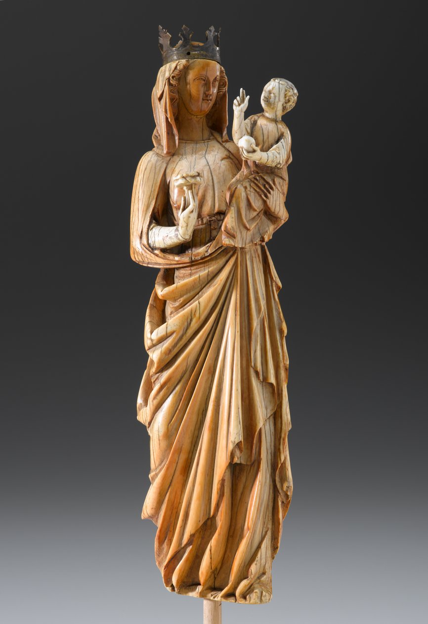 Madonna mit Kind, ca. 1260-1290 (Elfenbein und Metall) von French School