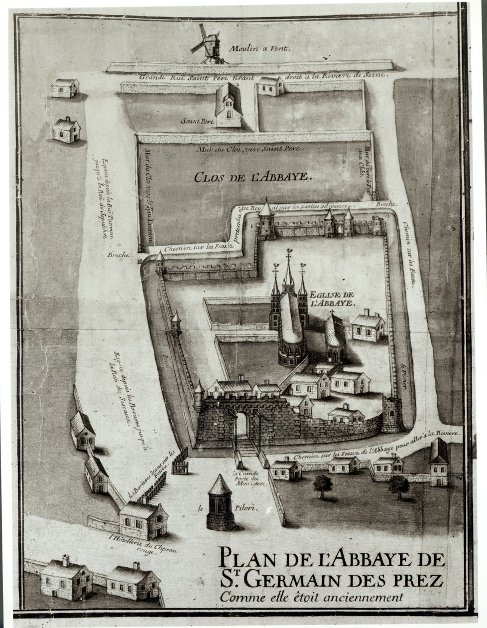 Karte der Abtei Saint-Germain-des-Prés, 1713 von French School