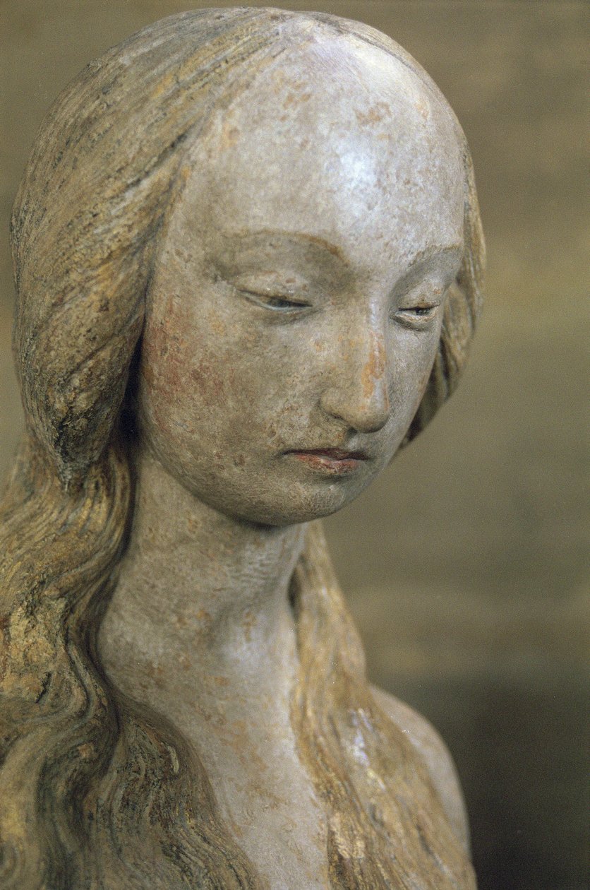Maria Magdalena, Ende 15. Jahrhundert (polychromer Stein) von French School
