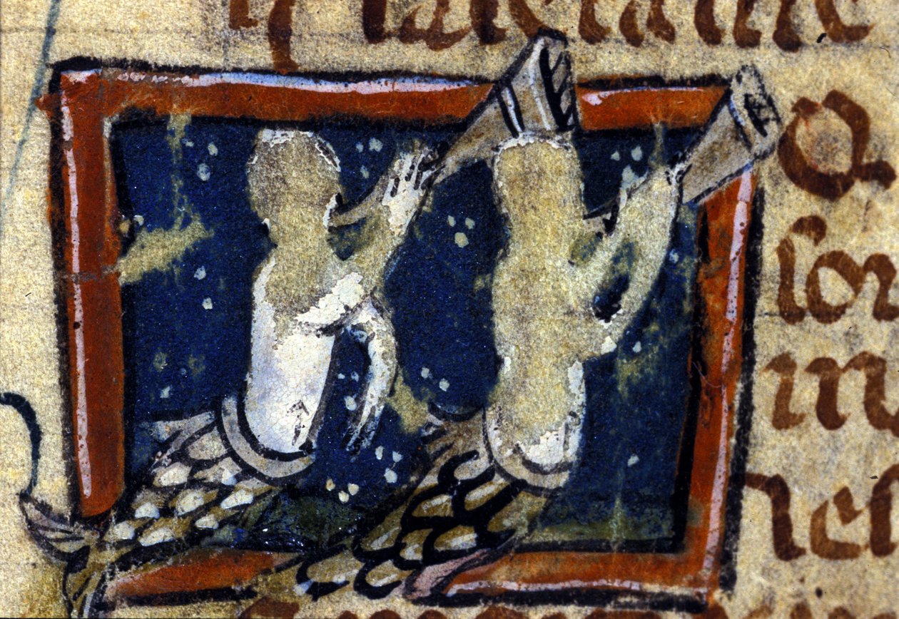 Meerjungfrauen dargestellt in einem französischen Bestiarium des 14. Jahrhunderts. Mailand, Biblioteca Trivulziana. von French School