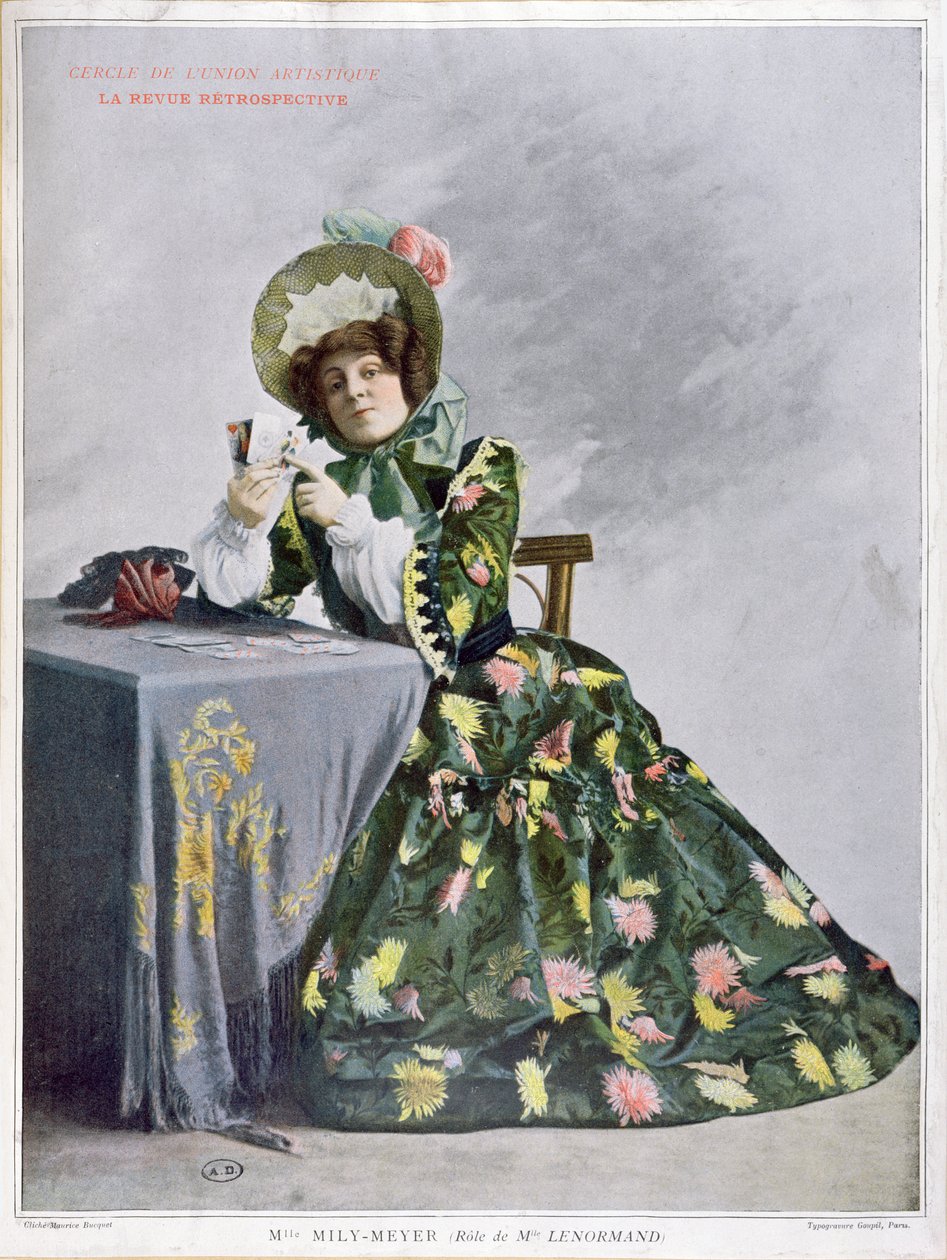 Mlle Mily-Meyer in der Rolle von Mlle Le Normand, 1899 (Typogravur) von French School