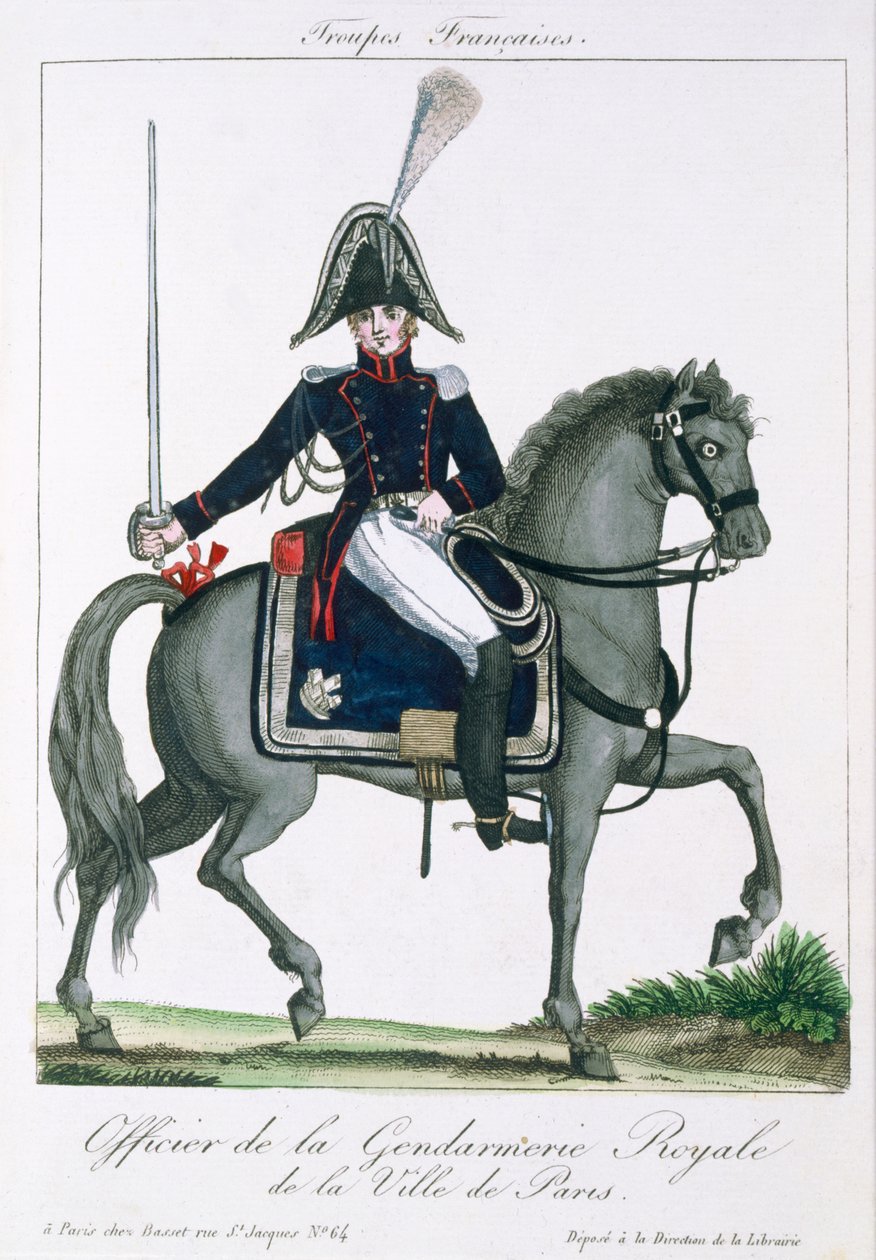Berittener Offizier der königlichen Gendarmerie von Paris, um 1790 von French School