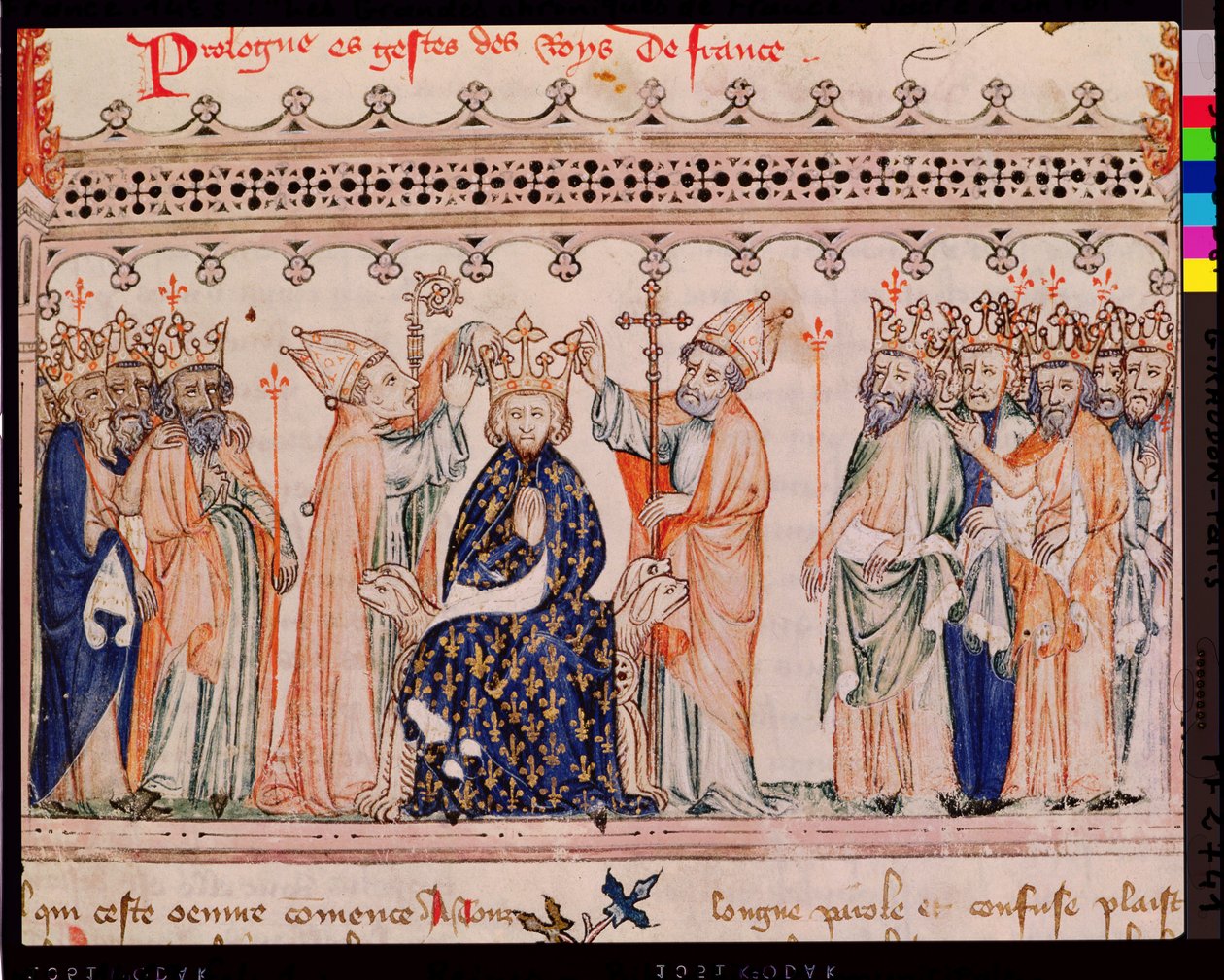 Ms.1469 f.1 Die Weihe von Philippe III le Hardi (1245-85) König von Frankreich, aus den Grandes Chroniques de France, 1375-79 von French School