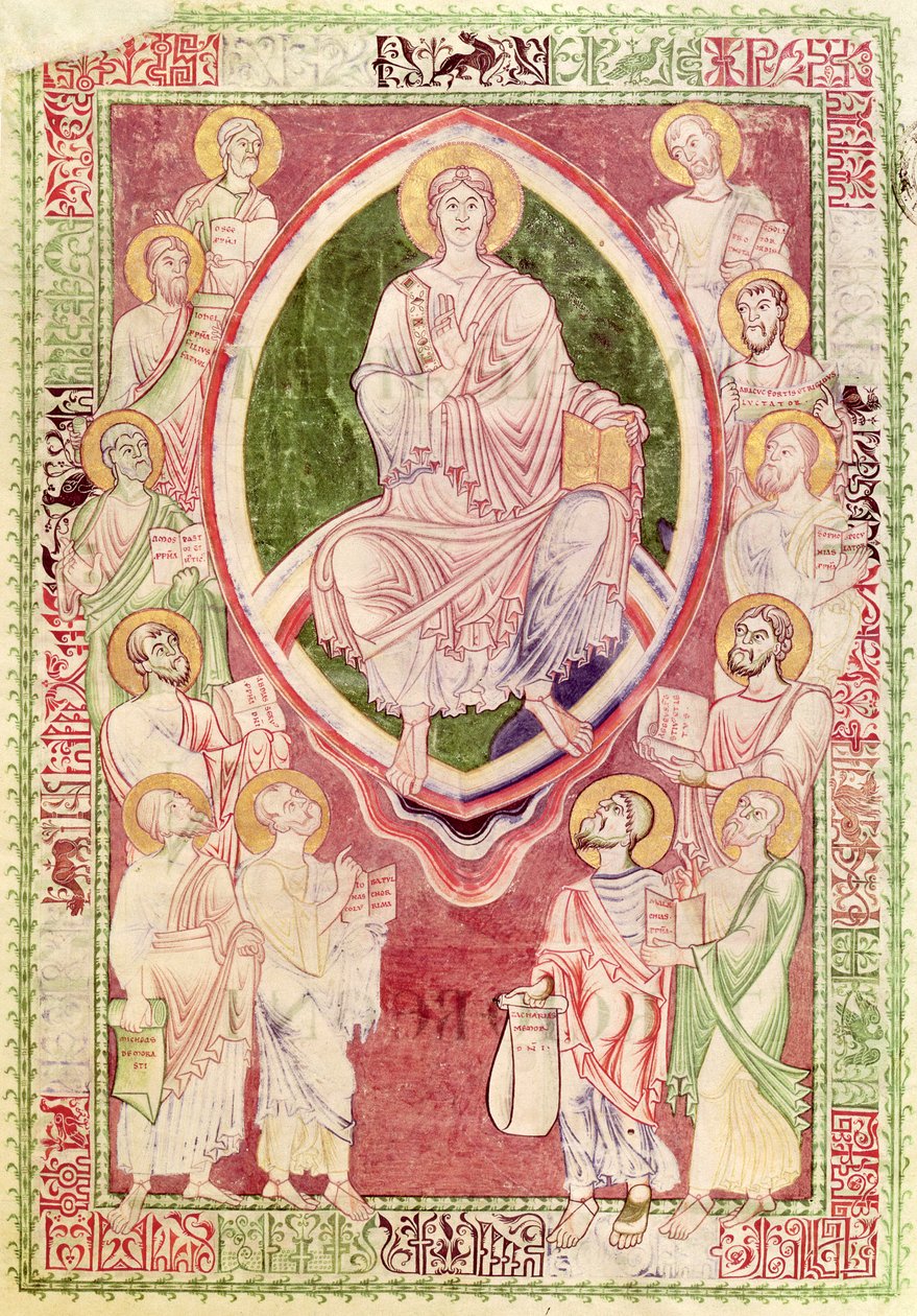 Ms 132 fol.2r Christus mit den zwölf kleinen Propheten, aus Explanatio in Prophetas et Ecclesiasten von St. Jerome, aus der Abtei Citeaux von French School