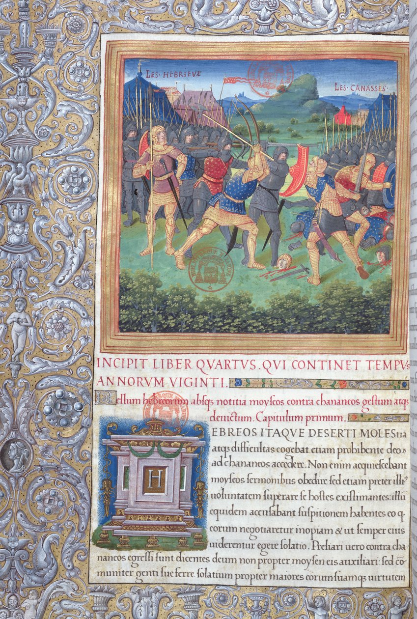Ms. 1581 f. 071 Illustration aus Buch IV (Von der Ablehnung jener Generation bis zum Tod des Mose), Kapitel 1 der Antiquitates Judaicae von Flavius Josephus von French School
