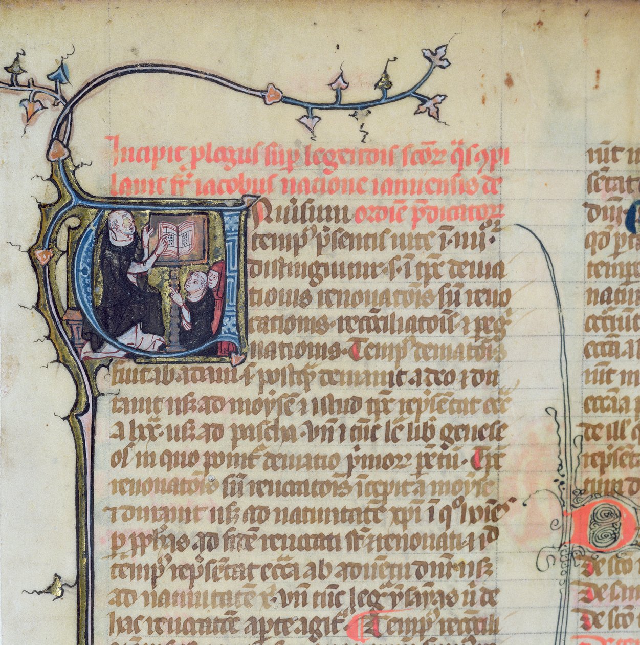 Ms 1721 Fol.1 Dominikanermönch, der zwei anderen Mönchen eine Vorlesung hält, aus Legenda Sanctorum Aurea von Jacques de Voragine von French School