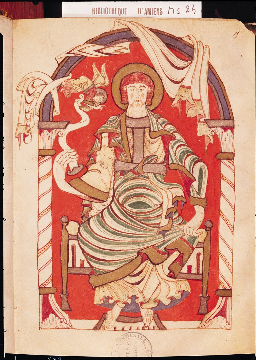 Ms 24 fol.15 St. Matthäus, Illustration aus dem Evangelium der Abtei von Corbie von French School