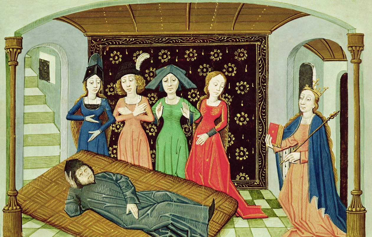 Ms 3045 f.3 Boethius, Philosophie und die Musen, aus De Consolatione Philosophiae von French School