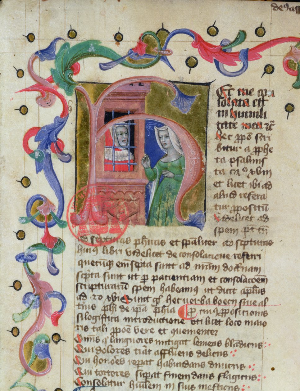 Ms 3859 Miniatur des Philosophen Boethius (ca. 480-524) im Gefängnis von French School