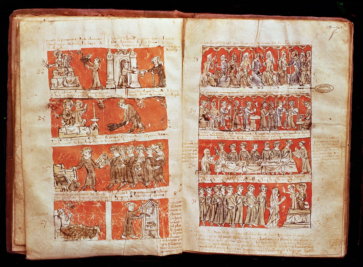 Ms 408 Szenen aus dem Leben der Studenten im College der Heiligen Jungfrau in Paris, aus den Statuten des College of Hubant, 1387 von French School