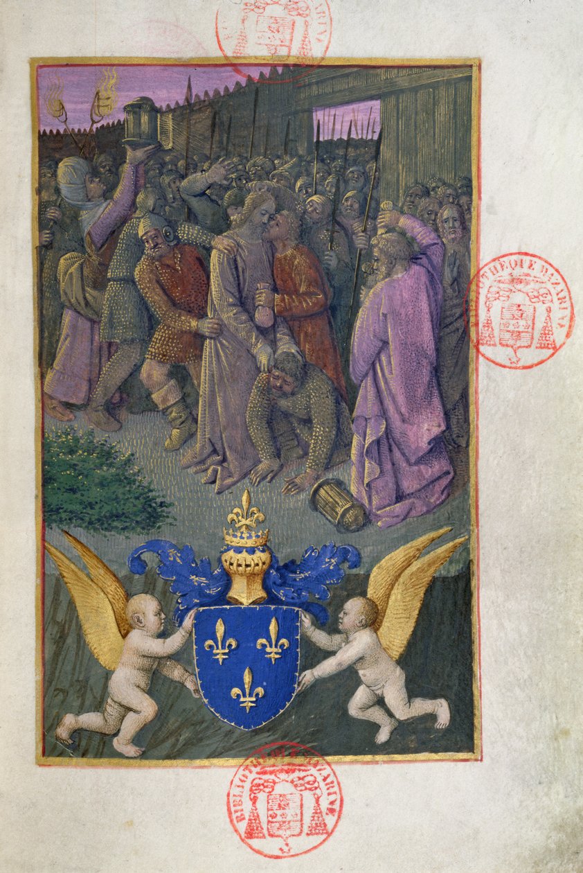 Ms 473 Judas küsst Christus, Miniatur aus den Heures de Charles de France, ca. 1466-69 von French School