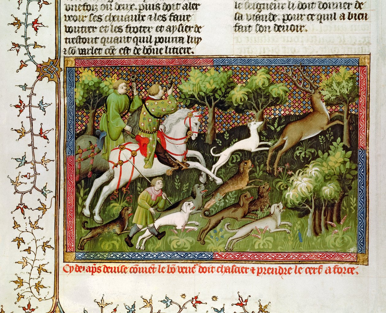 Hirschjagd, aus dem Livre de la Chasse von Gaston Phebus de Foix (1331-91) von French School