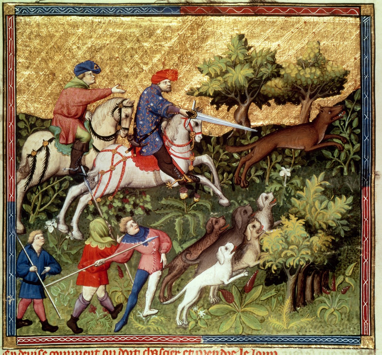 Wolfsjagd, aus einem Buch von Gaston Phebus de Foix von French School