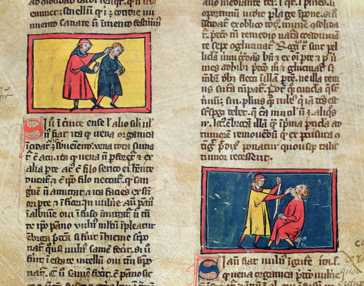 Ms H 89 Ärzte und Patienten, aus einer Ausgabe des Buches der Chirurgie von Rogier de Salerne von French School