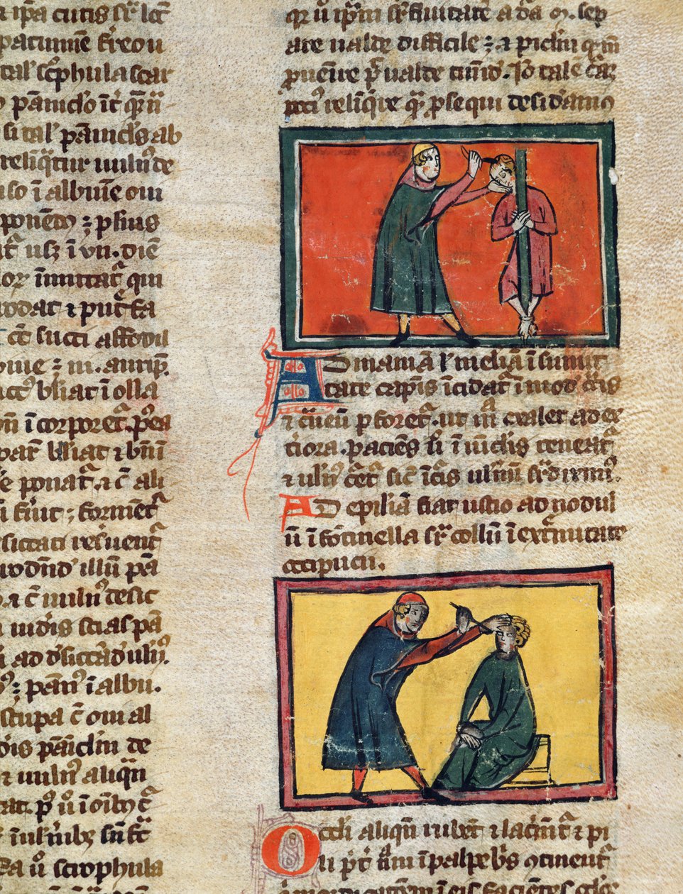 Ärzte behandeln die Kranken, aus einer Ausgabe des Buches der Chirurgie von Rogier de Salerne von French School
