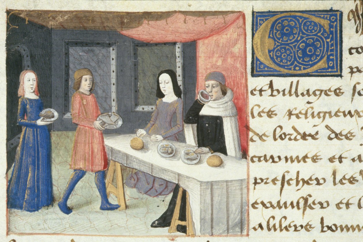 Mahlzeit, aus Les Cent Nouvelles Nouvelles, 1462 von French School