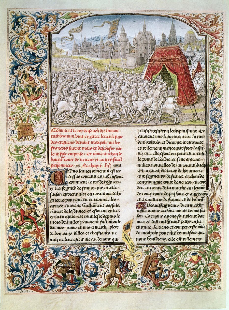 Ms t.4 fol.230 Schlacht von Nikopolis im Jahr 1396, Faksimile des Breslauer Manuskripts, aus Froissarts Chronik, 1472 von French School