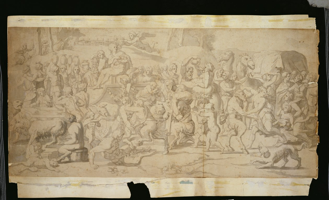 Mythologische Szene mit Satyrn von French School: Kunstdruck